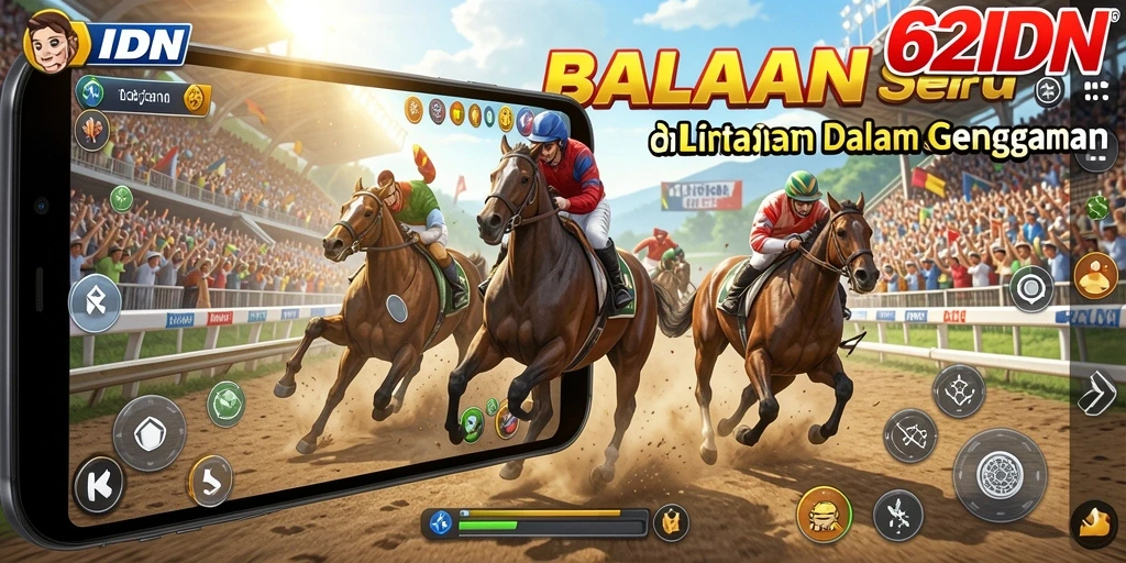Tangkapan layar gameplay dari 62IDN menampilkan balapan mendebarkan.