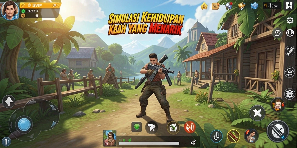 Screenshot gameplay 6SVIP menampilkan interaksi karakter dalam simulasi kehidupan.