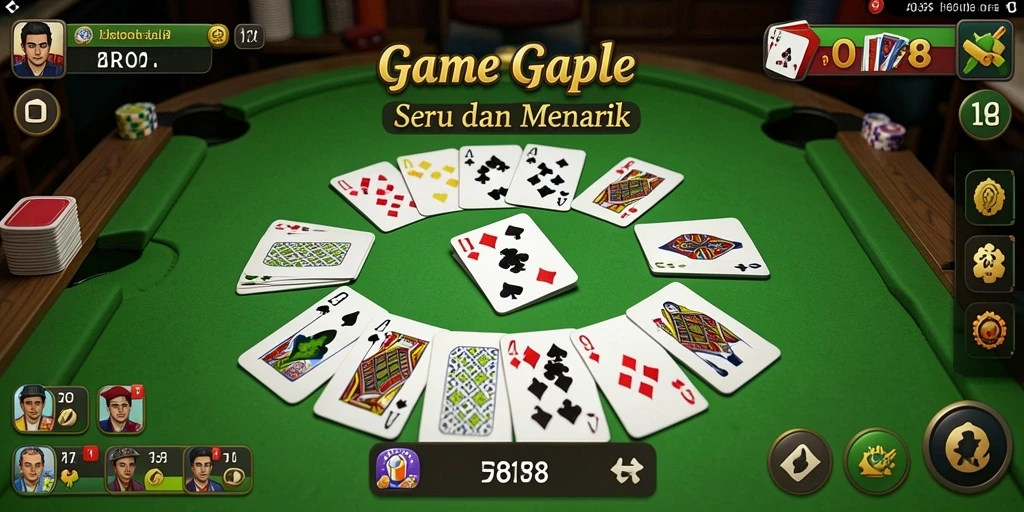 Tampilan gameplay Gaple seru di BRO178 dengan antarmuka menarik.