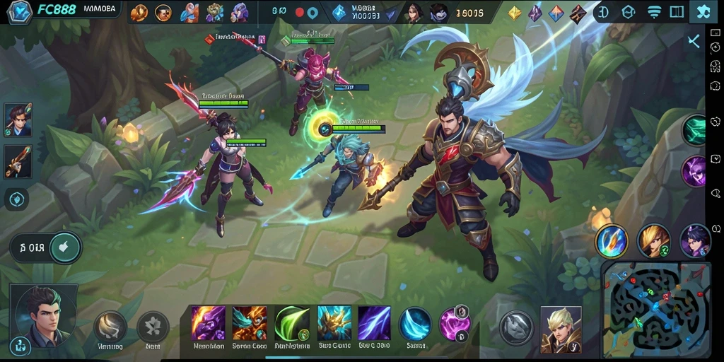 Tampilan gameplay seru dalam FC888 yang menampilkan pertempuran intens.