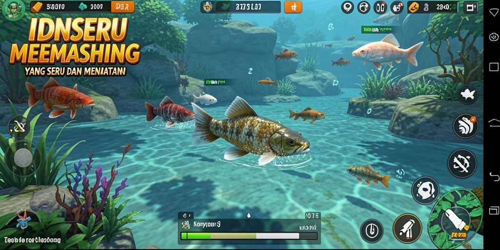 Screenshot gameplay IDNSERU menampilkan aksi memancing yang mendebarkan.