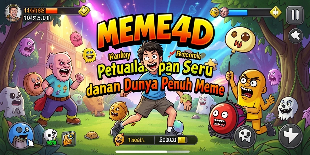 Screenshot gameplay MEME4D yang menunjukkan petualangan seru dengan meme.