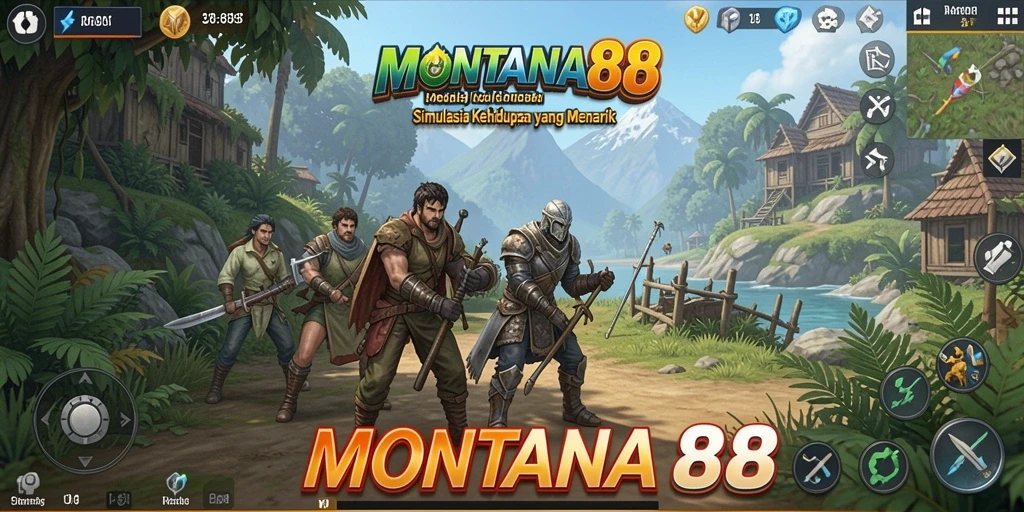 Tampilan gameplay seru dari MONTANA88 yang penuh warna.