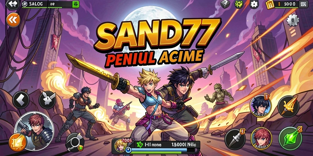 Tampilan gameplay SAND77 dengan karakter Anime yang menarik.