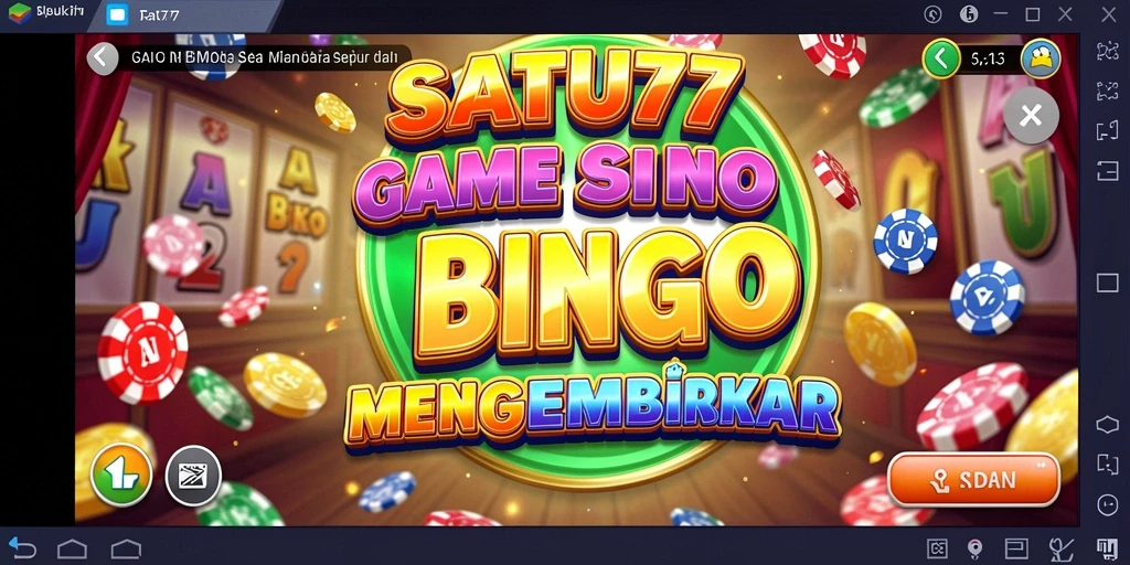 Tampilan gameplay utama SATU77 dengan suasana Bingo yang meriah.