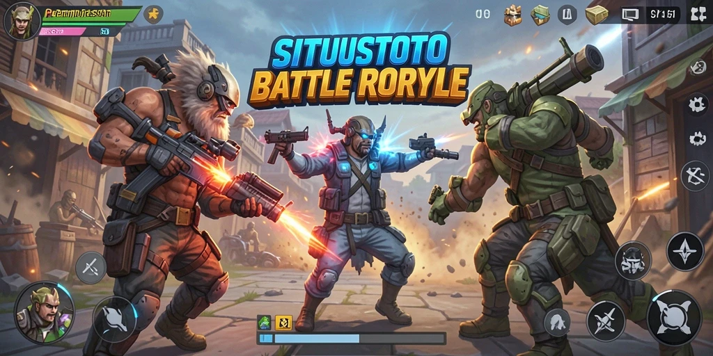 Screenshot gameplay SITUSTOTO menampilkan pertempuran seru dalam arena Battle Royale.