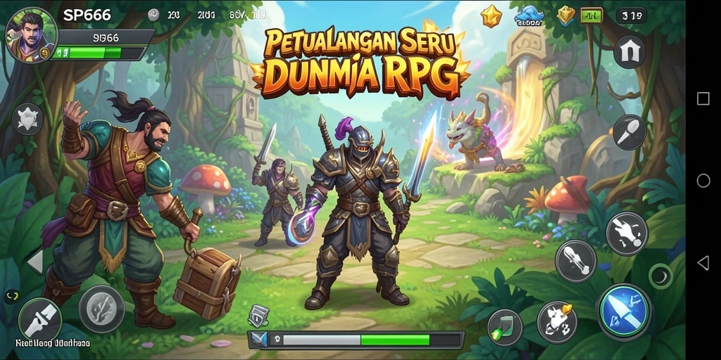 Screenshot gameplay SP666 menampilkan pertarungan seru dalam dunia RPG.