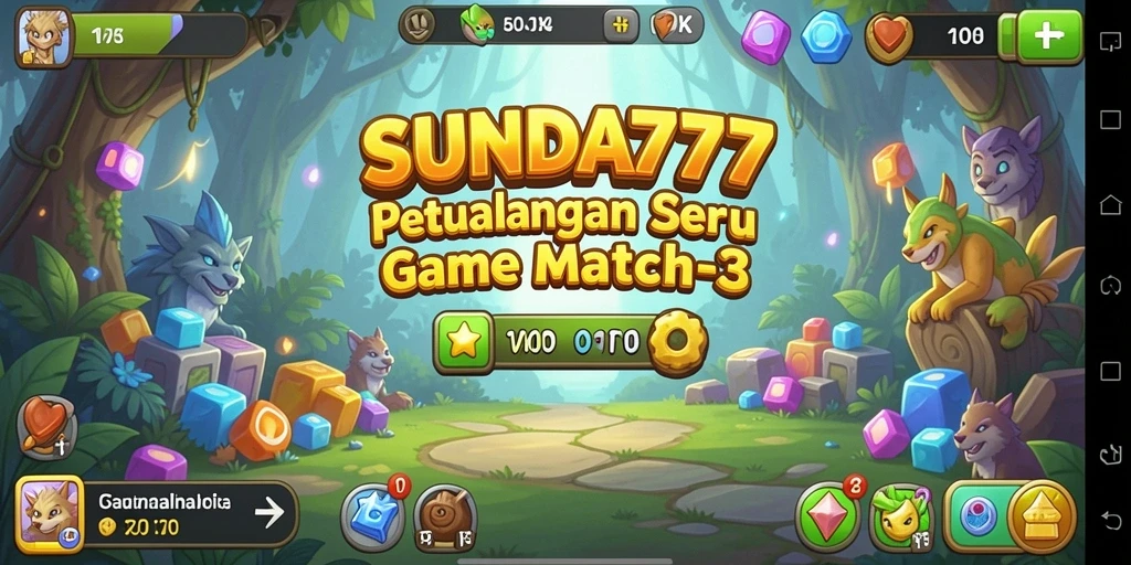 Tangkapan layar gameplay SUNDA777 yang penuh aksi Match-3.