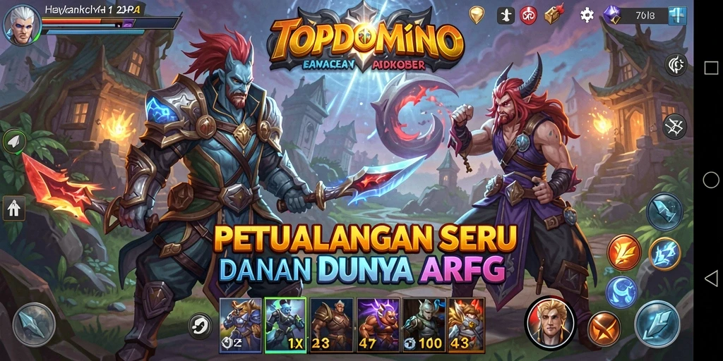 Tampilan gameplay seru dan aksi mendebarkan dalam TOPDOMINO.