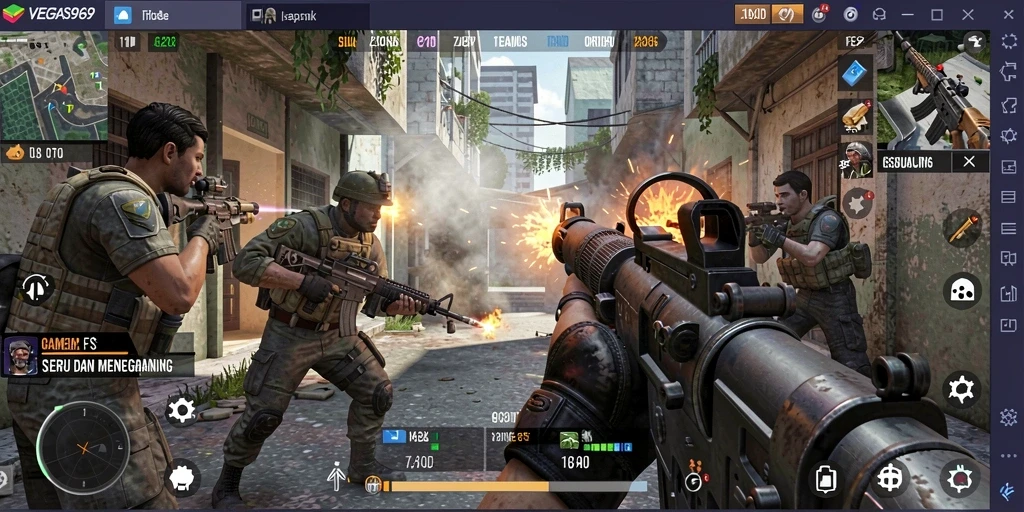 Tangkapan layar dari gameplay menegangkan di VEGAS969.